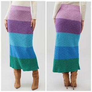 Show Me Your MuMu Sunset Stripe Knit Pippa Sweater Skirt Size M